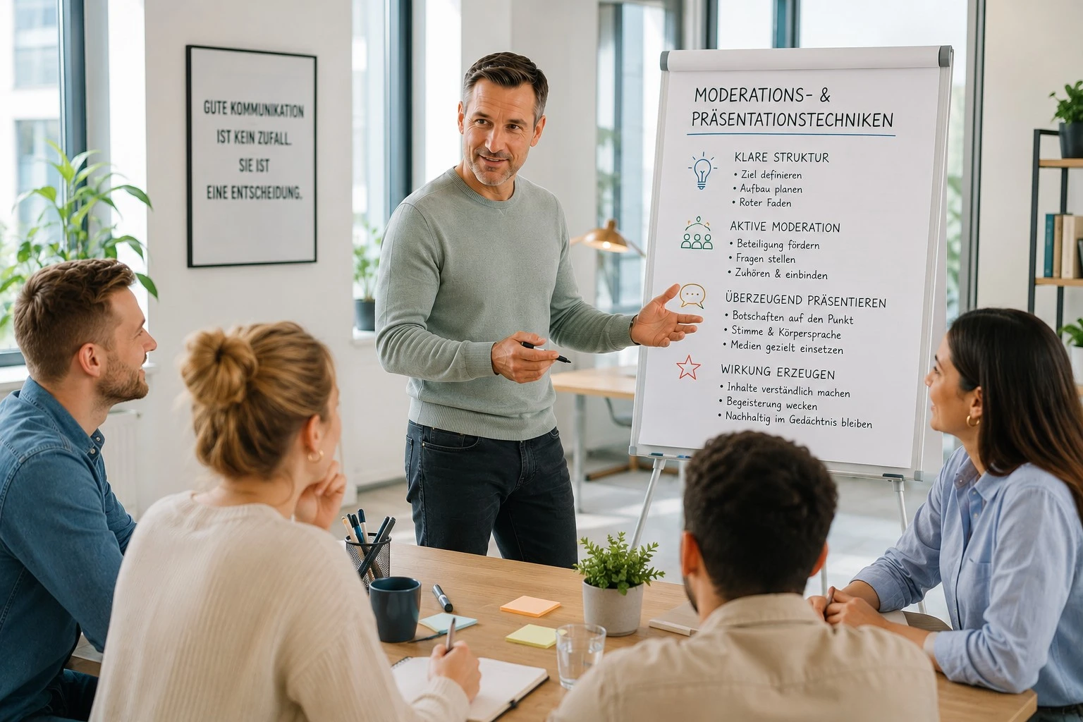 Praxisnahes Training zu Moderations- und Präsentationstechniken mit Flipchart, Beteiligung und sichtbarer Ergebnissicherung